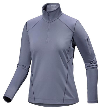 Rho Zip Neck de chez Arc'teryx, sous-vêtement thermique pour femme, technologie Polartec® Power Stretch Pro®